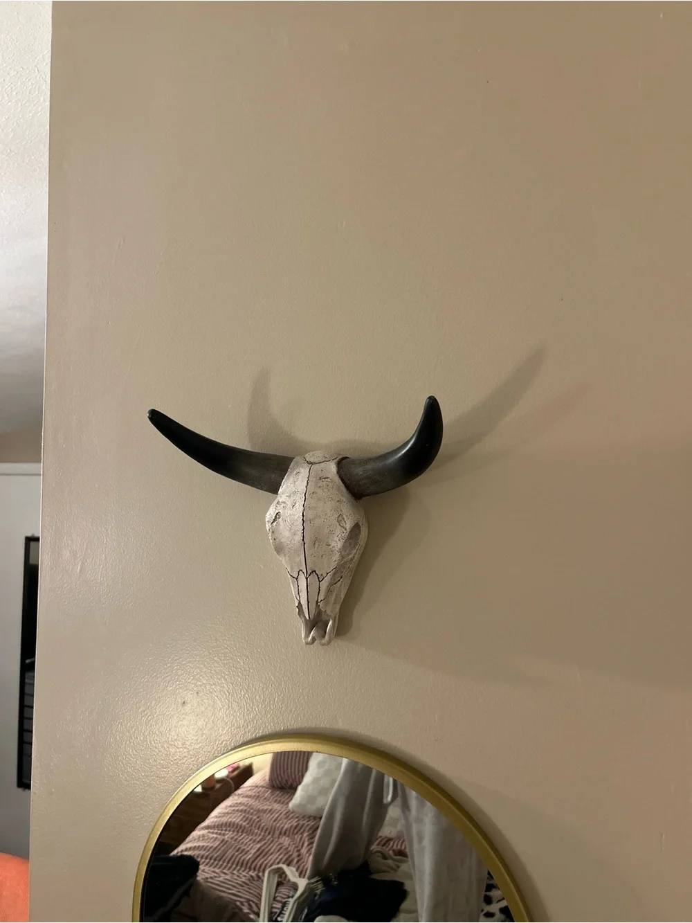 White and Black Faux Cow Bull Skull Wall Decor